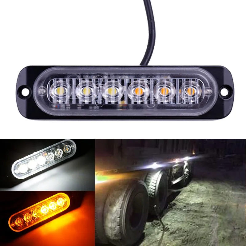 Luce Di Ingombro Stroboscopica 12V 24V 6Led Luci Di Griglia Lampeggianti Lampada Di Avvertimento Flash Di Emergenza Per Auto Per Camion Luce Laterale 