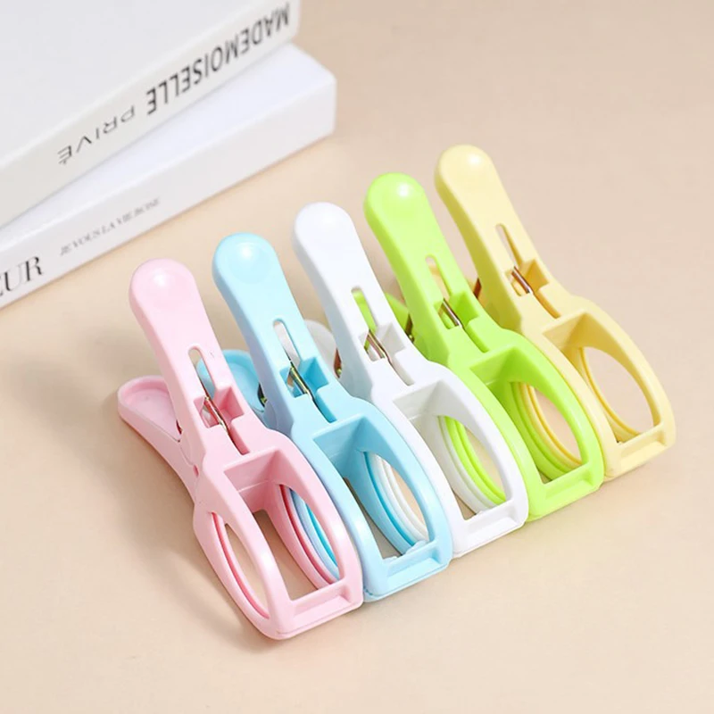 Description Picture 5 of item5Pcs 2025 New Solid Color Plastic Towel Clips Laundry Clothes Pegs Clamps Home Hanging Clip Clothespins Bathroom Organization