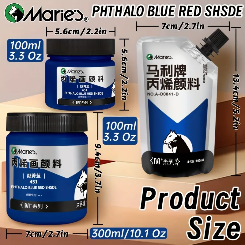 Marie's Ocean Blue Shsde Acrylic Pigment,Quick Drying,1pc 100/300 ml 3.38/10.1 oz for Rock Canvas, Stone, Artists for Artists 5