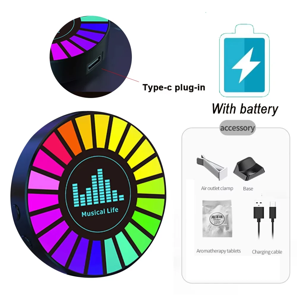 ตัวเลือกสินค้า ไฟ LED RGB ปรับแสงตามเสียง ตกแต่งรถ/บ้าน 3D น่ารัก