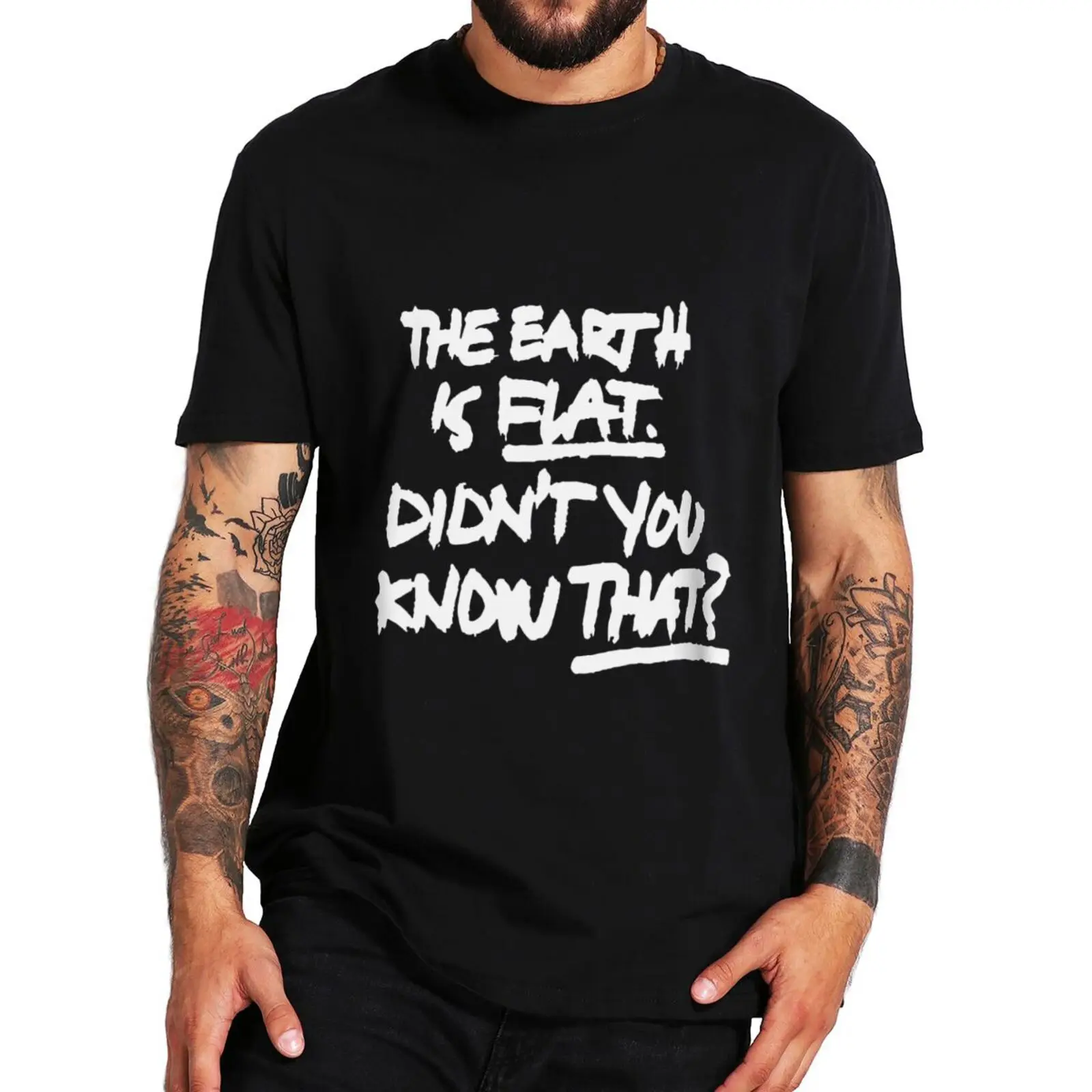 

Male tshirt The Earth Is Flat Didn't You Know That T Shirt Pop Music Meme Y2k Short Sleeve Cotton Unisex Casual T-shirt