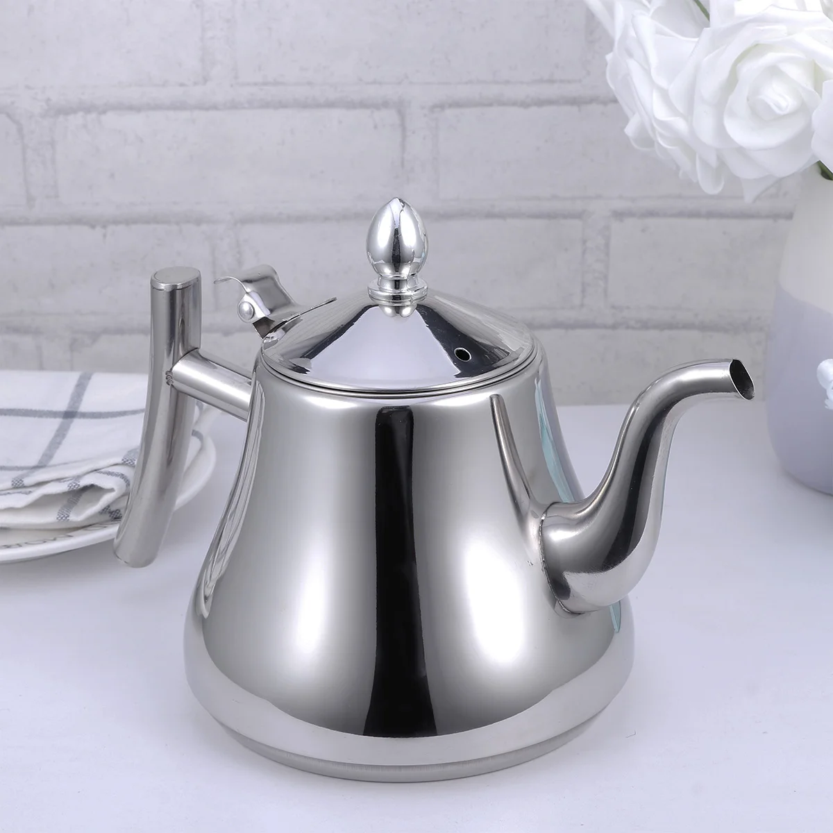 1L Stainless Steel Water Kettle Tea Kettle with Strainer for Home Restaurant