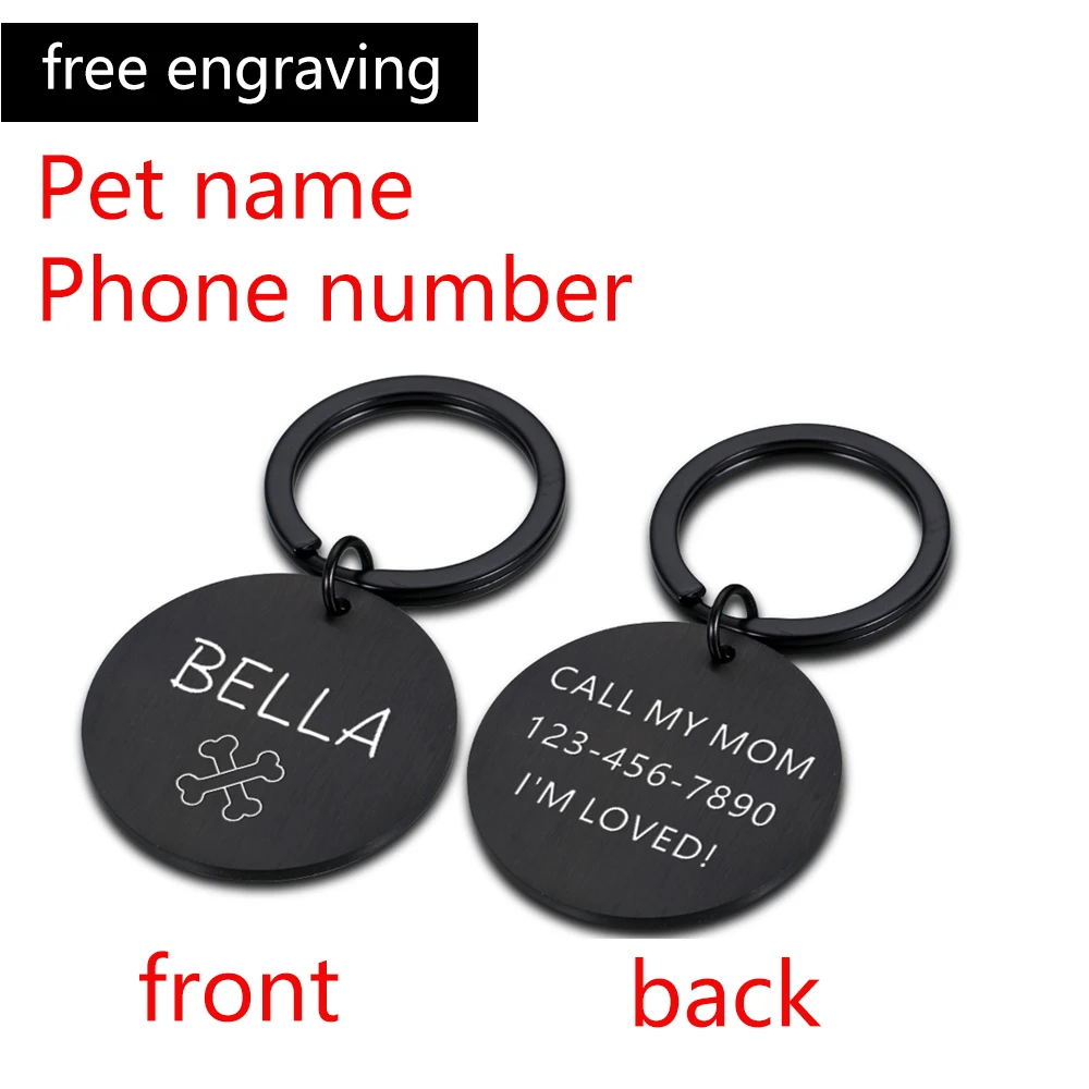 Double-side Customized Name Address Tags Pet Dog Tags Cat Collar Accessories Pet ID Dog Tags Collars Stainless Steel Cat Tag shock collar for small dogs Dog Collars