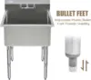 Commercial Stainless Steel Sink 1 Compartment NSF Prep Utility Sink with 8" Faucet 15" L x 15" W x 12" D Bowl for Hotel and Home 6