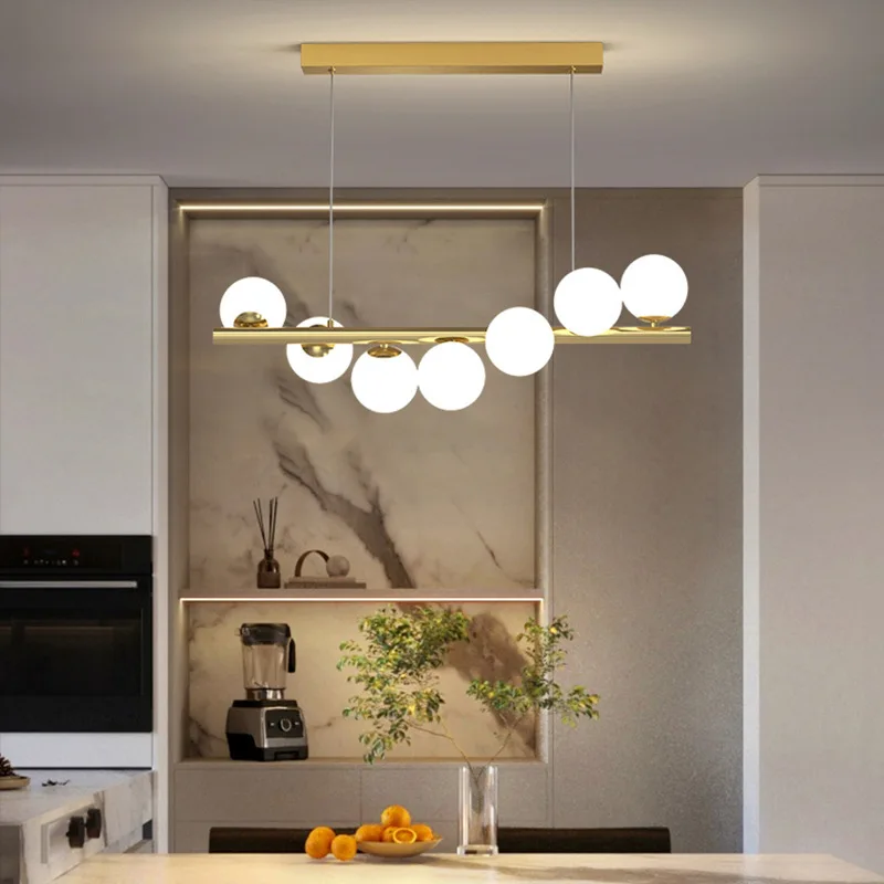 LED Glass Chandelier for Living Room Dining Room Long Table Modern Restaurant Ceiling Lighting Warm Lustre