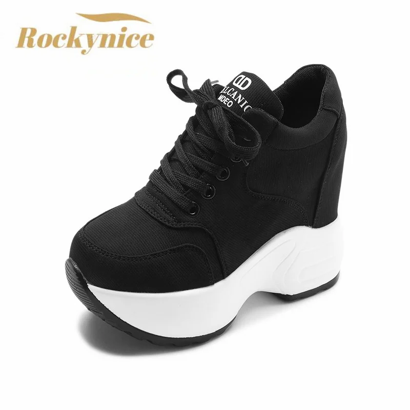 2025 Women Platform Sneakers Mesh Casual Trainers Chunky Shoes 10CM Heels Autumn Wedges Breathable Height Increasing Shoes Woman