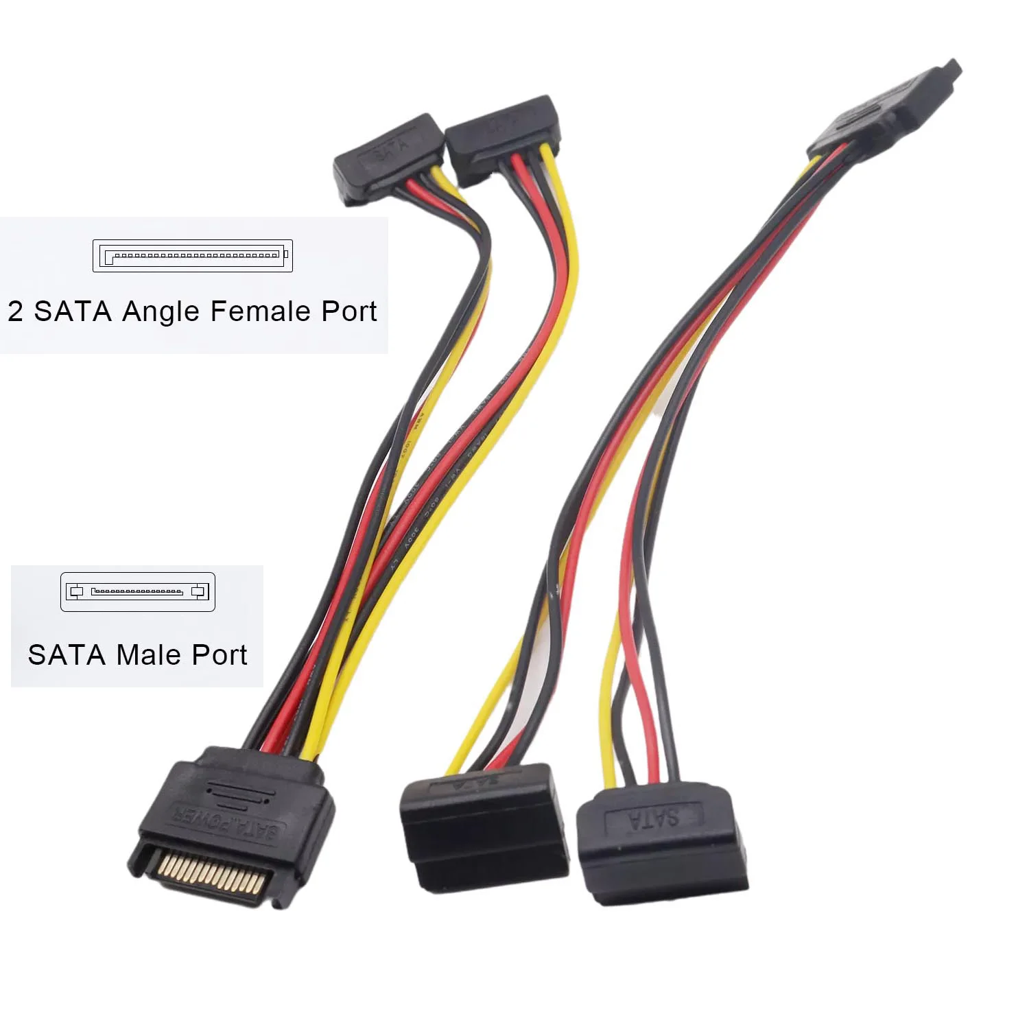 

Кабель питания SATA 100 шт., 15 Pin папа-2 SATA 15 Pin 90 градусов углов мама, кабель-разветвитель питания для жесткого диска