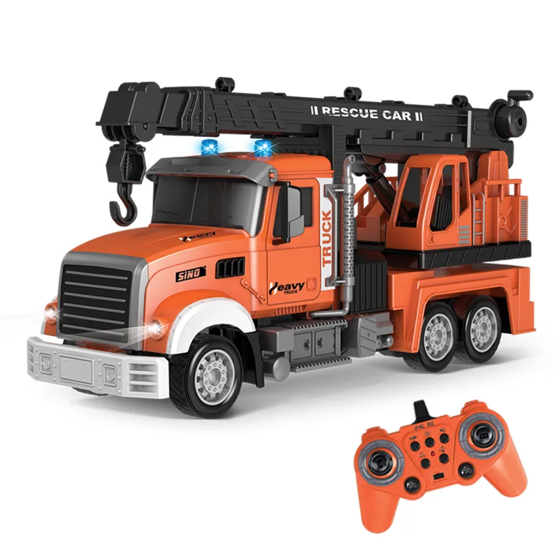 Wireless remote control crane rescue truck lift platform with lights and music simulation of children's toys boy gifts 5