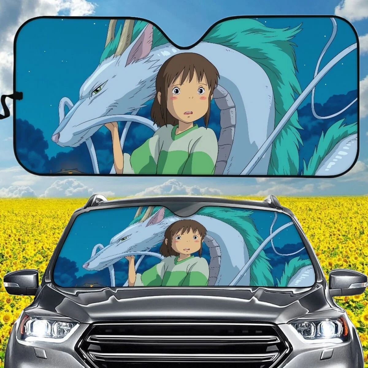 

Windshield Covers Hayao Miyazaki Faceless Man Anime Foldable Window Cover UV Printing Dirt Resistant Car Sun Shade for Woman Men