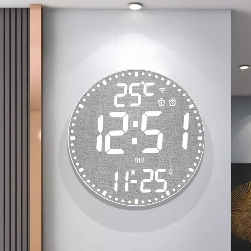 Digital LED Wall Clock with Dual Alarms Wifi App Control Temp Date Time Week Display Creative Colorful Electronic Alarm Clock digital wall clock,smart led wall clock