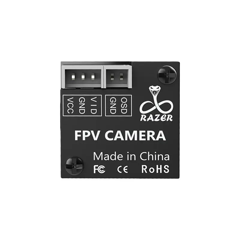 Vue de dessus de la caméra FPV ultra-légère 1200TVL, mettant en avant sa taille compacte pour drone RC.