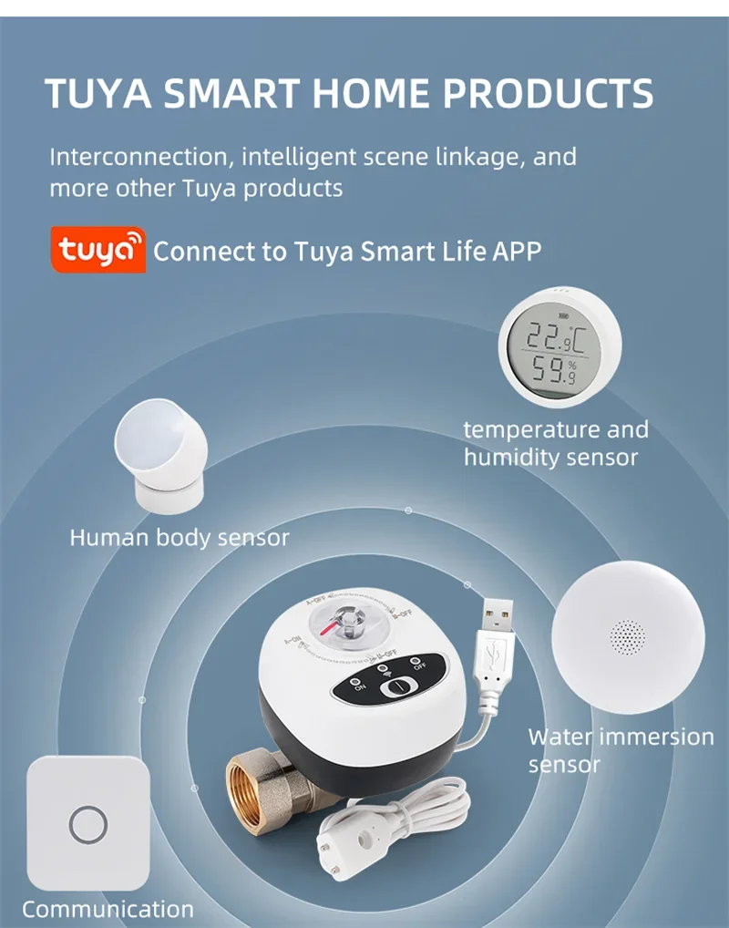 Tuya Smart WiFi Water & Gas Valve DN15/20/25, Alexa & Google Home Compatible, AP