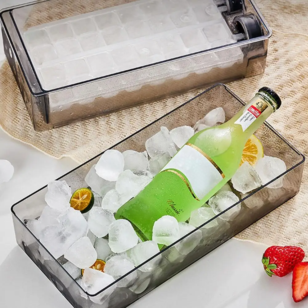 Rotating Ice Cube Tray With Lid And Bin Ice Cube Tray With Lid Maker Trays For Freezer For Whiskey Cocktail Making