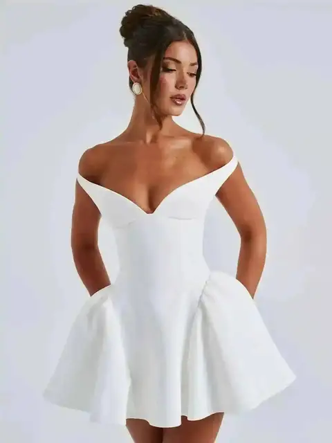 Avrilyaan-Robe trapèze sexy dos nu pour femme, robe de soirée élégante, sans bretelles, batterie, mini, éducatif, été, 2025