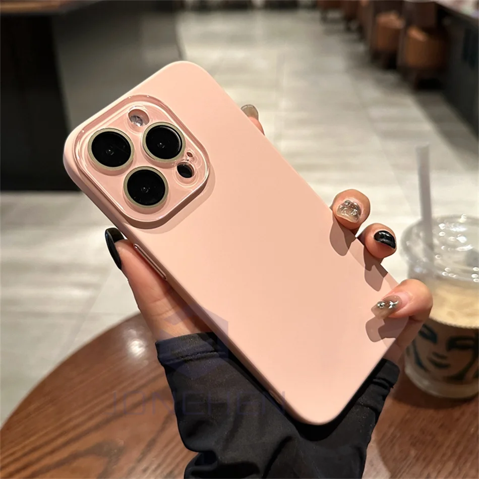 Luxury Crystal Lens Glass Protection Slim Matte Shockproof Case - Solid Color, Hard PC Cover