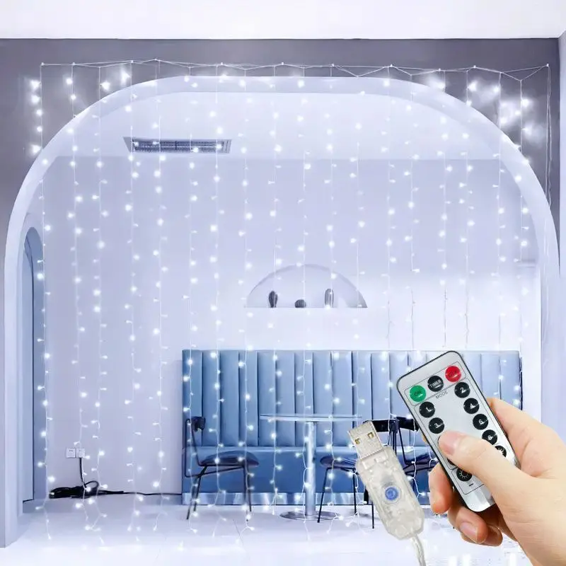 Description Picture 5 of itemCurtain LED String Lights Garland USB Festoon Remote Control Fairy Garland Light for Bedroom Wedding Party Christmas Decoration