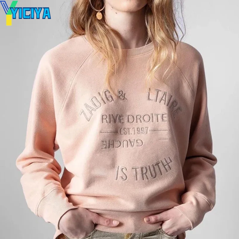 

YICIYA Hoodie Y2k zv brand Sweatshirt hoodies Woman Clothing Letter Crew Neck Sweatshirts Casual Embroidery Long Sleeve Pullover