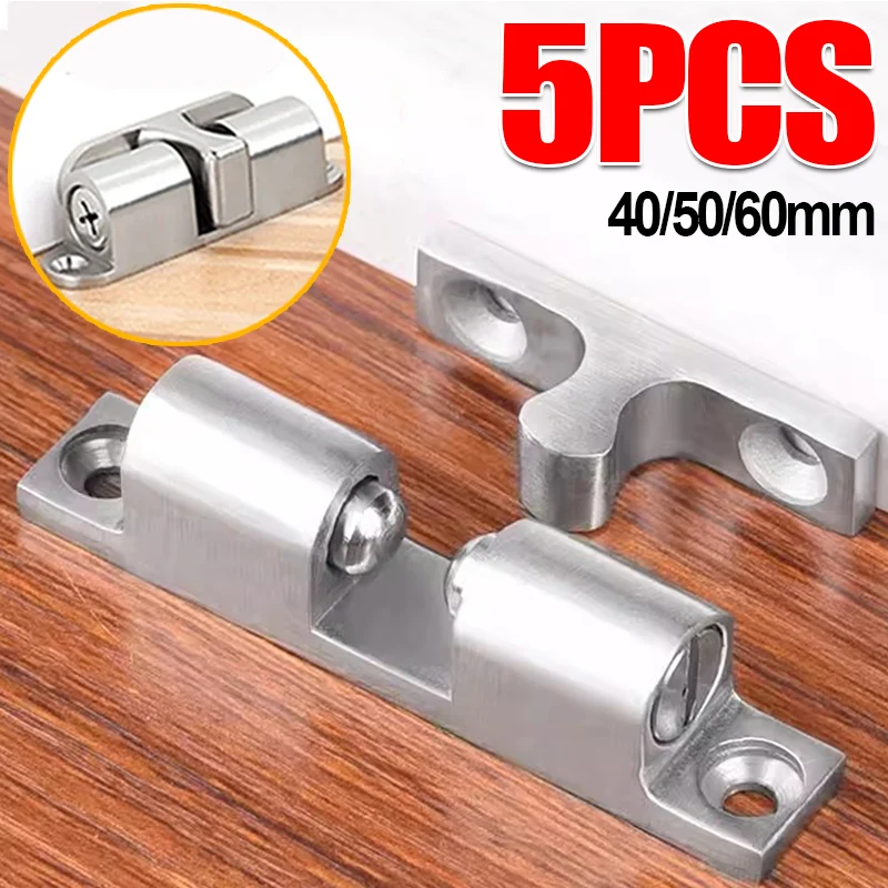 Double Ball Door Latch Spring Ball Lock for Furniture Cabinet Closet Door 40/50/60mm Adjustable Tension Latch Brass Door Buckle