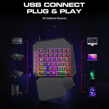 For Refer To Description 1 Handed Mechanical Keyboard Programmable Mobile Phone 1 Handed Keyboard Professional Game Keypad 4