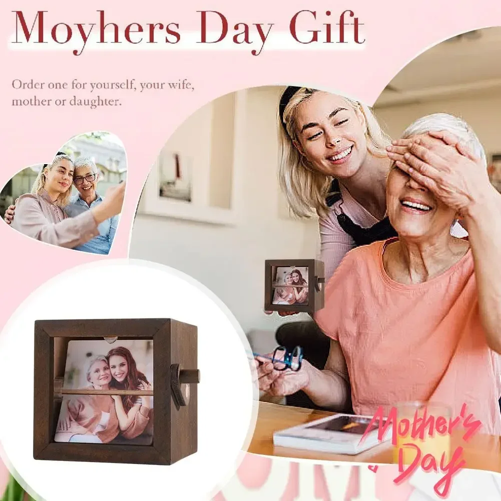 Wooden Hand Cranked Photo Album with Night Light