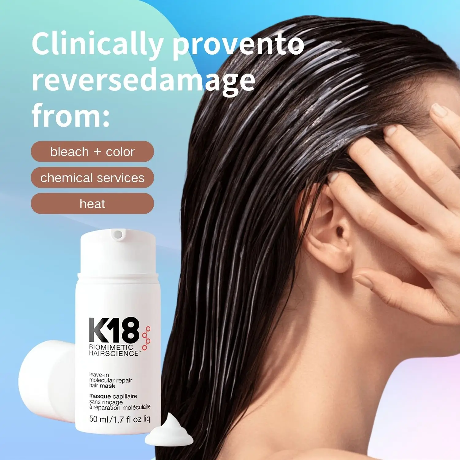 50ML Original K18 Leave-In Conditioner Repair Dry Hair 4 Minutes To Reverse Hair Damage Moisturize,hair conditioner