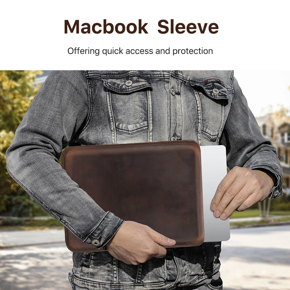 Capa de Couro Laptop Sleeve para Macbook Capa Retro Macbook Air 13 m1 m2 2023 Pro 14 2023 13 Luxo Acessórios - Imagem 3