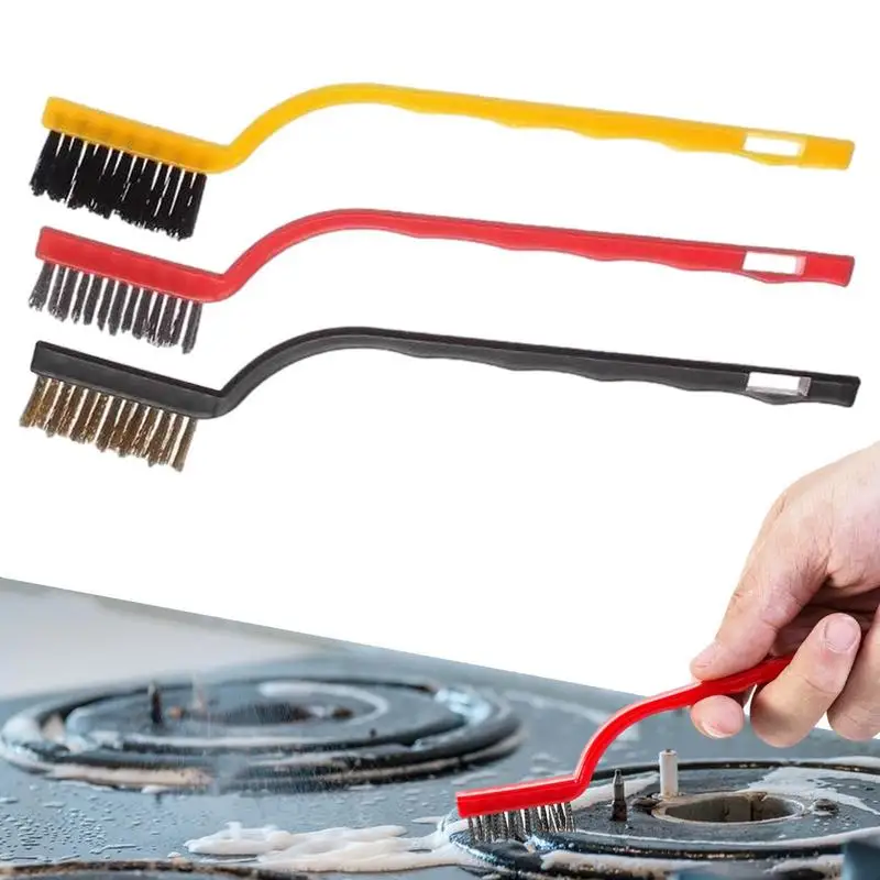 Stove Cleaning Brush 3 PCS Deep Clean Brushes Set With Wire, Brass, And
