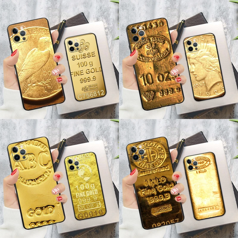 Custodia Svizzera Fine Gold Per Iphone 14 12 Pro Max 11 13 Pro Max 12 13 Mini X Xr Xs Max 7 8 Plus Cover Per Telefono Se2