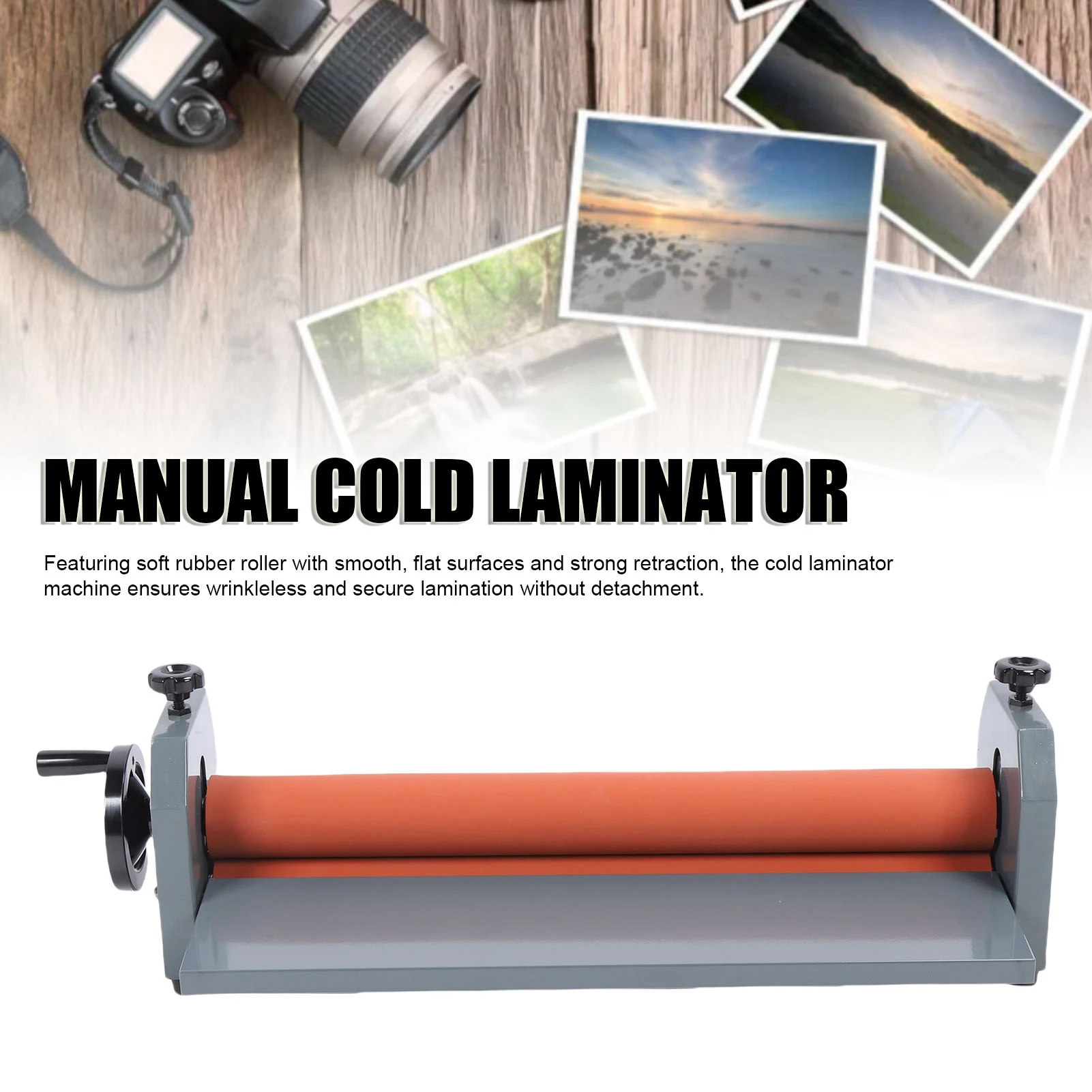 Cold Laminator Machine 25.6 Inch Hand Crank Manual PVC Photo Film Cold Laminator for Office School Manual Cold Laminator Machine