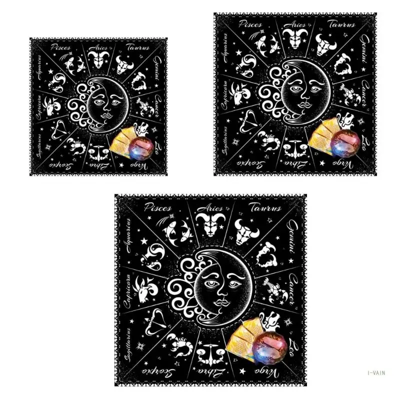 

M5TC Tarots Tablecloth Rune Divinations Table Cover Astrology Oracles Board Game Mat Square Shape Pendulum Altar Table Cloth