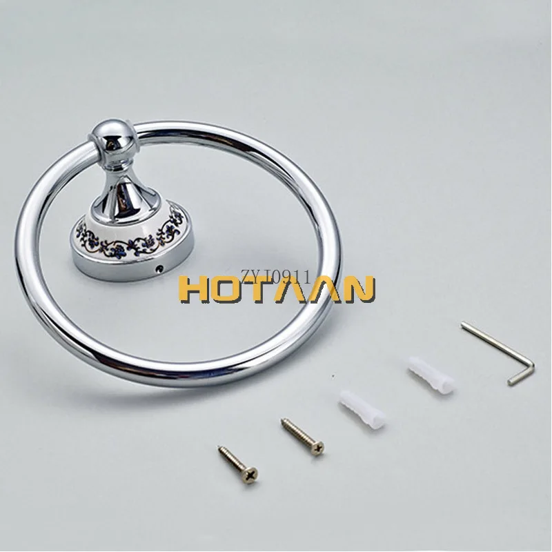 *Vintage Style Bathroom Towel Ring Wall Mount Holder Towel Rack Chrome Plate Stainless Steel Bathroom Accessories With Ceramic