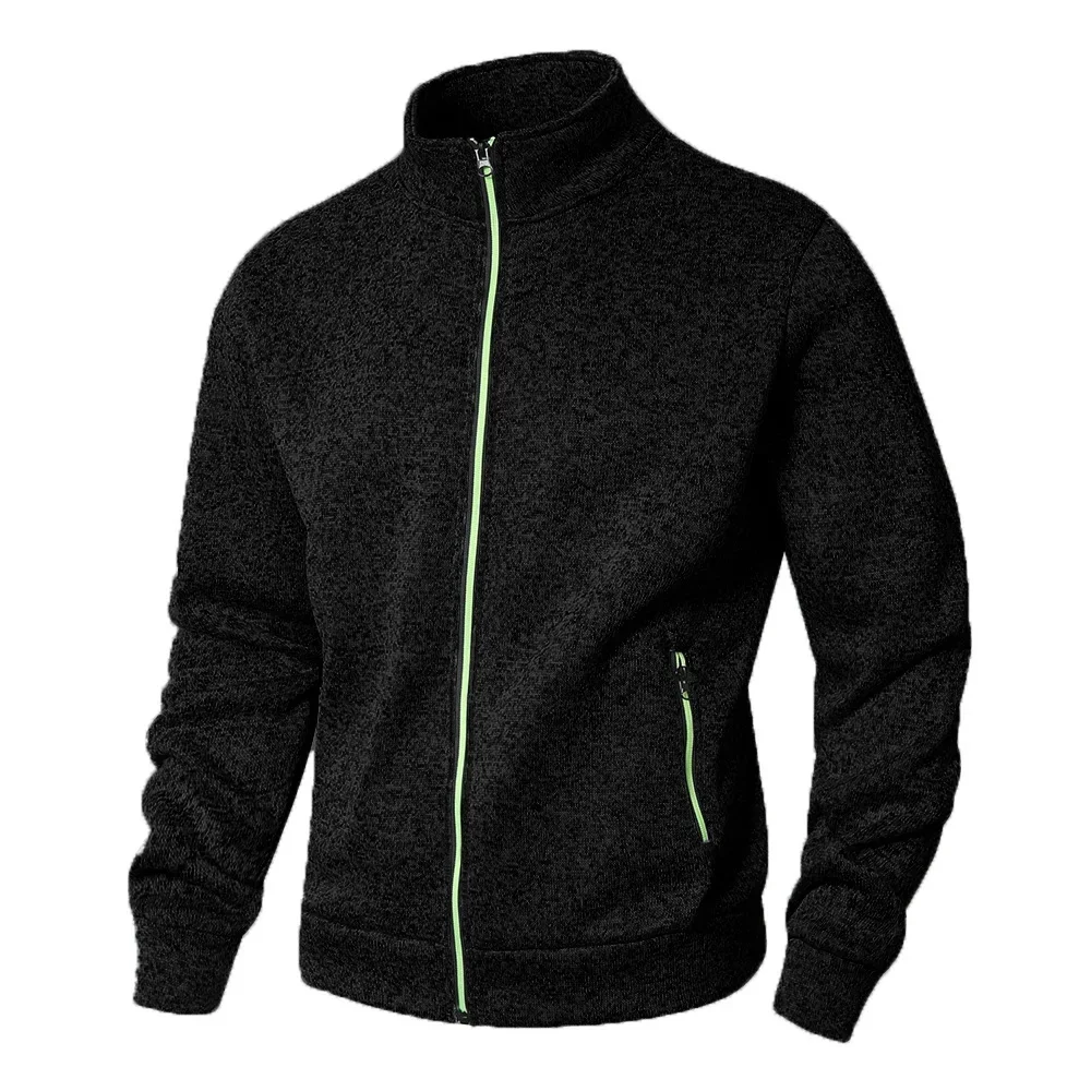 Frühling Herren Revers Pullover Reißverschluss Kragen Strickjacke Herren Casual Pullover Herren Clash of Colors Zip Top Jacke Jacke