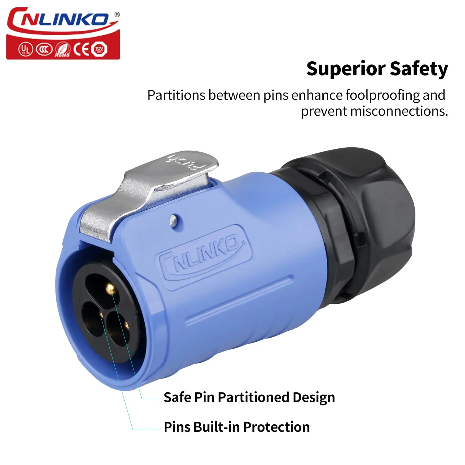 CNLINKO LP20 3 Pin Waterproof Screw Locking AC/DC Power Connector