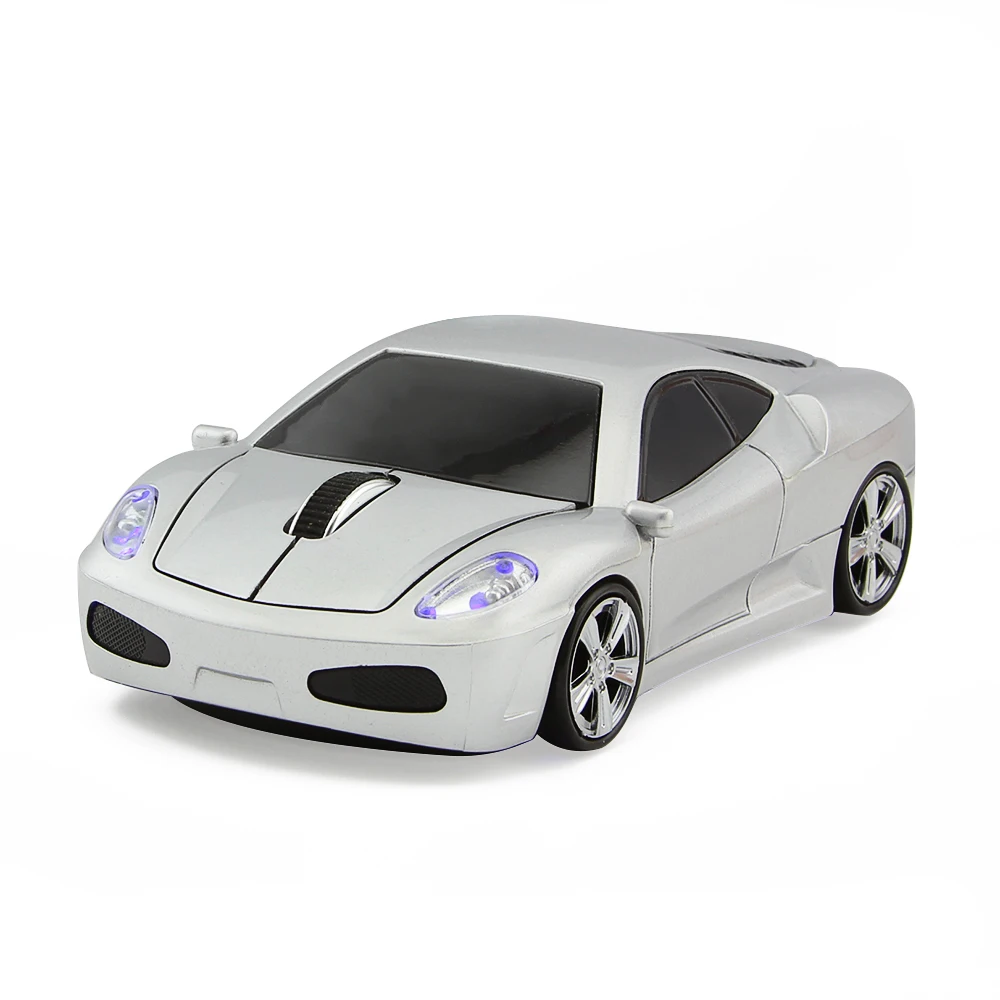 Wireless Ergonomic Car-Shaped Optical Mouse with Blue LED Light