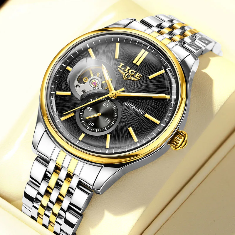 LIGE New Waterproof Luminous Men Mechanical Watch Fashion Business Watch Men Casual Sports Tourbillon Automatic Watches For Men