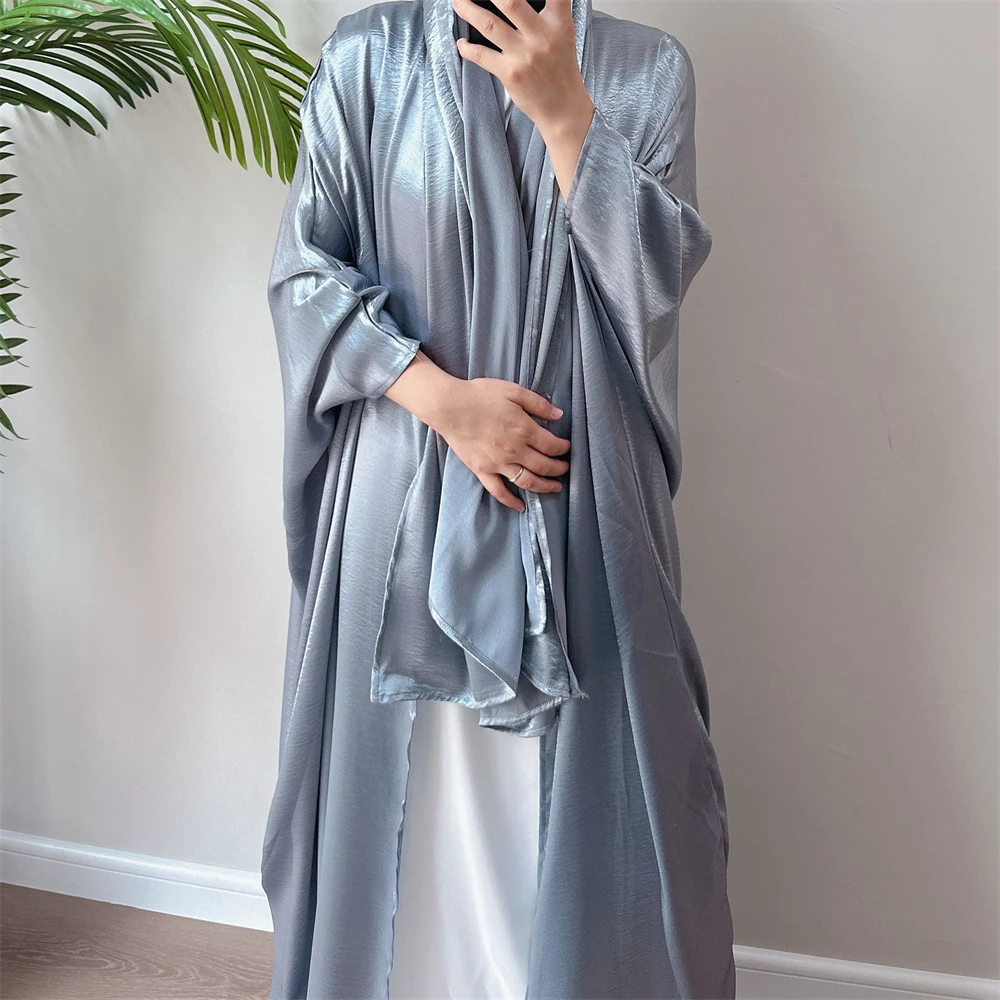 S79408333398449cdb71b307a5081a300p Ramadan Open Satin Muslim Kimono Abaya For Women Kaftans Robe Femme Musulmane Cardigan Dress Islam Turkey Prayer Clothes Kebaya Mallzona