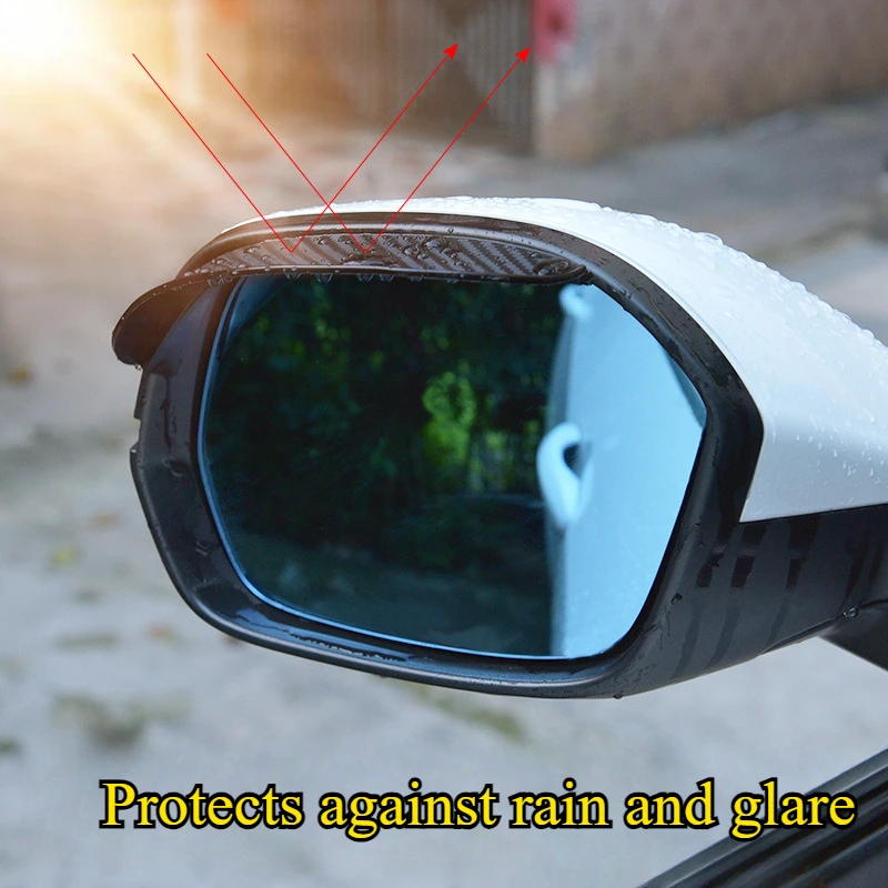2PCS Car Rearview Mirror Rain Eyebrow Carbon Fiber Shade Protector Clear Vision Rain Auto Mirror Organizer Accessories