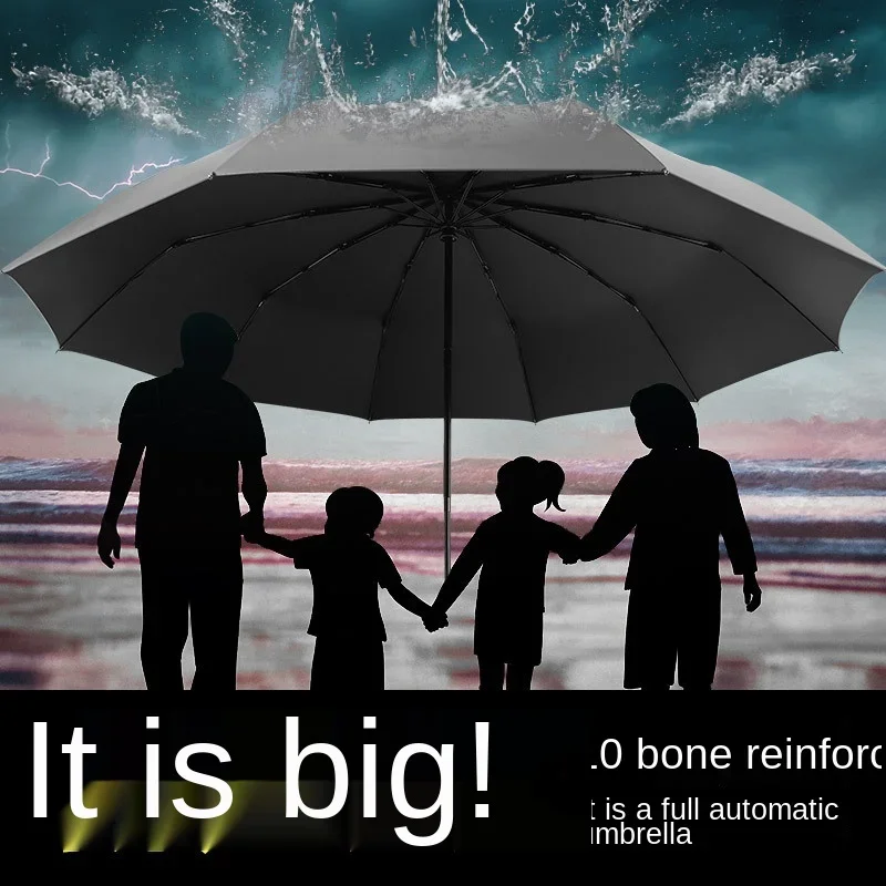 Foldable Strong Windproof Travel Umbrella 130cm 3 Fold Rain Storm Umbrella Men
