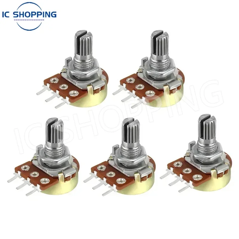 Potentiometer kit multiturn potentiometer linear potentiometer rotary potentiometer trimmer potentiometer adjustable resistor potentiometer knobs 50PCS WH148 Single Linked Potentiometer B1K 2K 5K 10K 20K 50K 100K 500K 1M Handle Length 15mm Adjustable Resistance