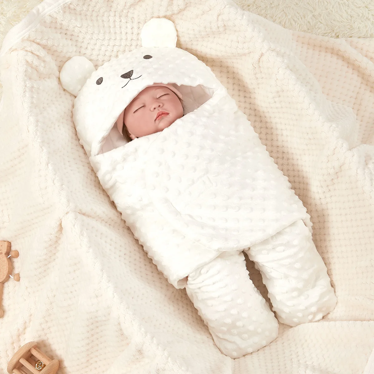 Manta de forro polar Doudou de dibujos animados para bebé recién nacido, saco de dormir, artículos de cama cálidos, accesorios para bebé