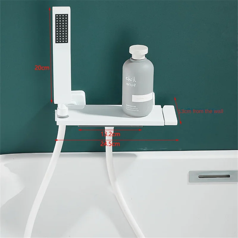 Description Picture 2 of itemWhite Bath Faucet Set Wall Mounted Gray Waterfall Bathtub and Shower Mixer Black Bathroom Taps Brass
