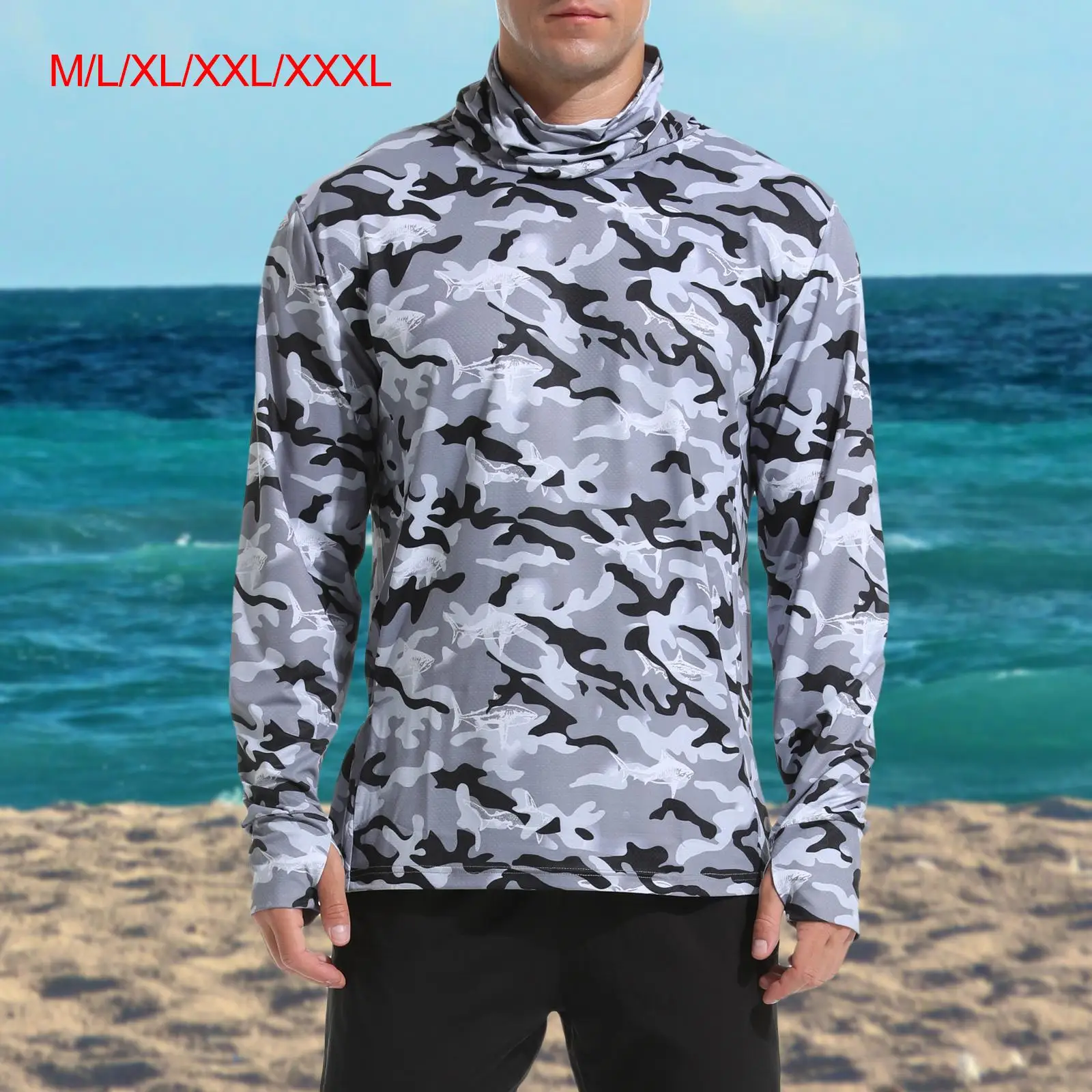 Men`s Sun Protection Hoodie Shirt Fishing Shirts Fishing Cover Fishing Clothing