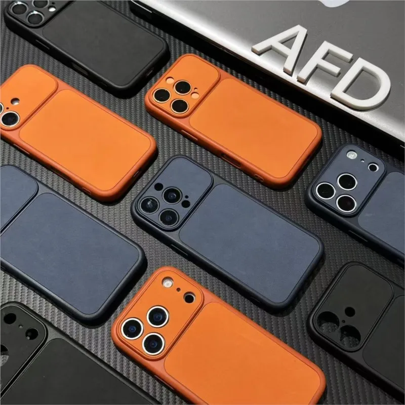 Suede Matte Solid Leather Shockproof Phone Case with Soft Silicone Rubber
