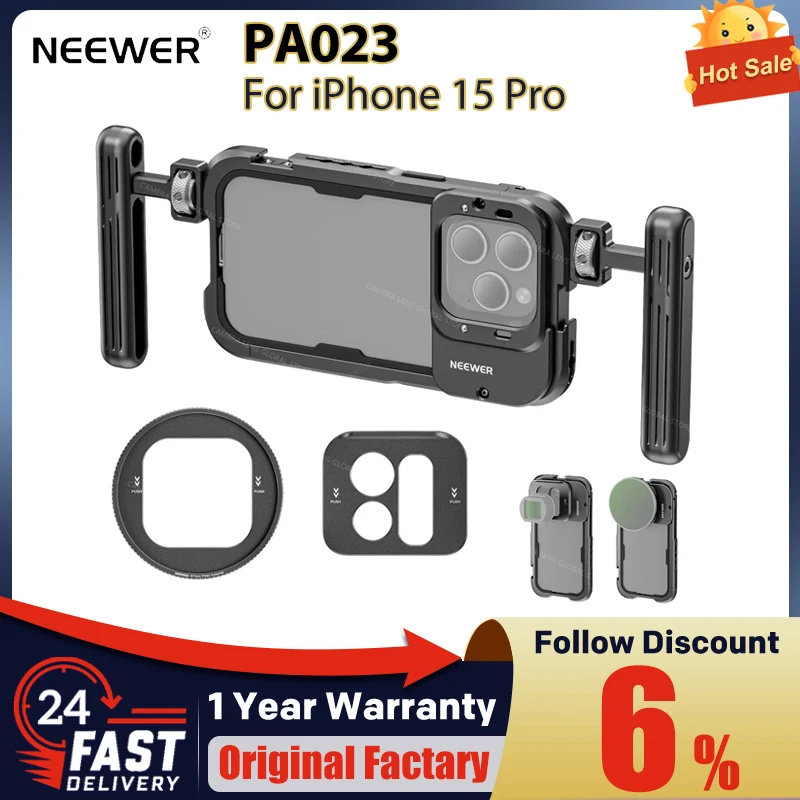 NEEWER PA023 Phone Cage with Bluetooth Shutter Side Handle for iPhone 15 Pro /Pro Max - NEEWER