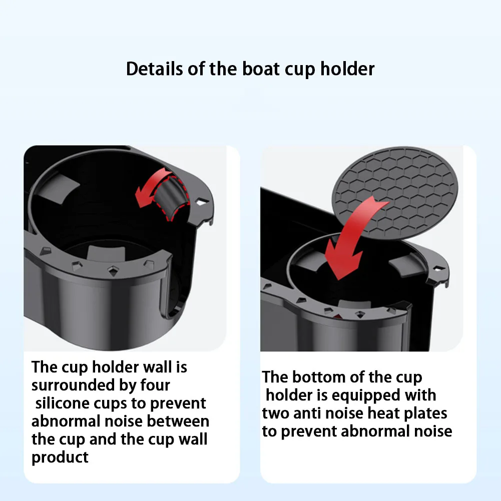 Marine Cup Holder Phone Drink Box Organizer Boat Fishing Caddy Cabin Marine Tools Storage Tray for Boat Kayak Pontoon Bass Boat