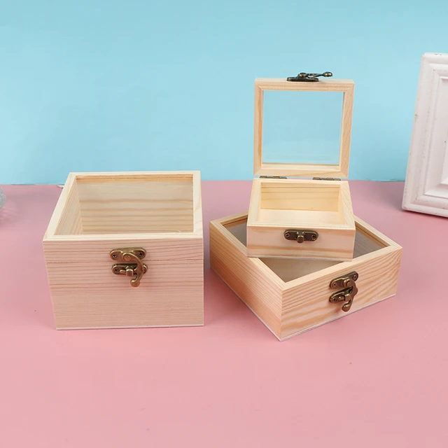 1pc Unfinished Wood Squares Crafts Wood Box for Arts, Crafts, Hobbies and  Home Storage - AliExpress