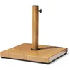 Patio Umbrella Base, 43lbs Outdoor Heavy Duty Square Concrete Stand Market Umbrella, Teak Brown 2