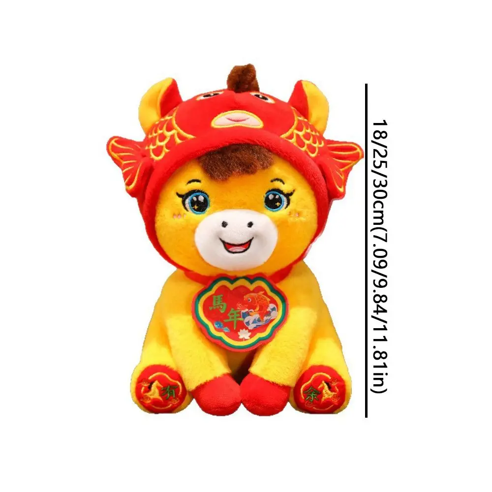 Cartoon Lucky Horse Plush Toy 2026 Year of Horse Soft Pony Stuffed Toys Auspicious Traditional Zodiac Pony Doll