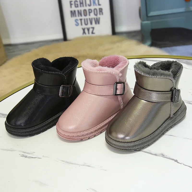 

Классические зимние ботинки для маленьких девочек и мальчиков, детская теплая обувь, детские уличные зимние ботинки