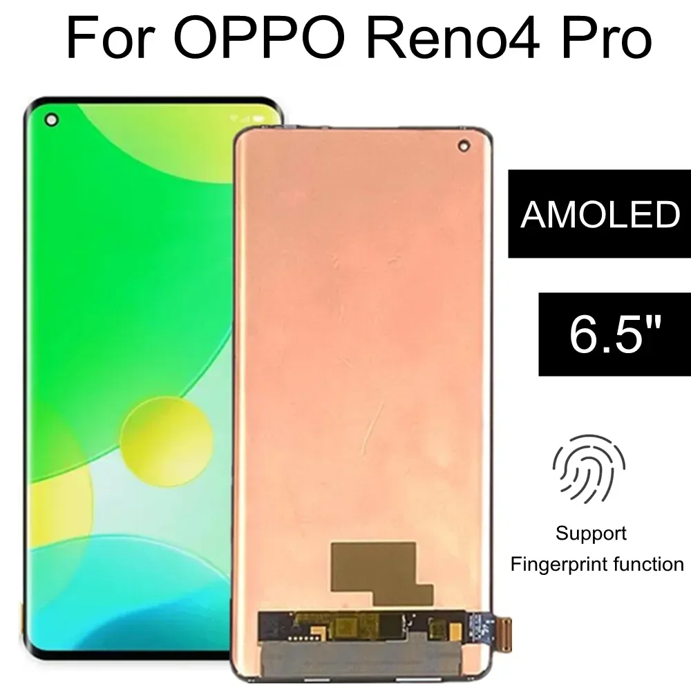 

6.5" AMOLED For Oppo Reno4 Pro CPH2109 LCD Display Touch Screen Digitizer Assembly For Reno 4 Pro PDNM00 PDNT00 CPH2089 LCD